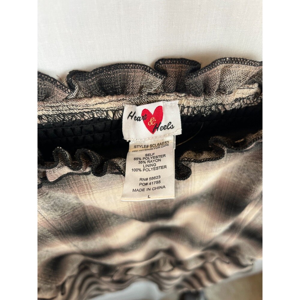 Heart & Heels Mini Dress Womens JR Size Large Brown Taupe Plaid Sleeveless Y2K - Picture 3 of 12